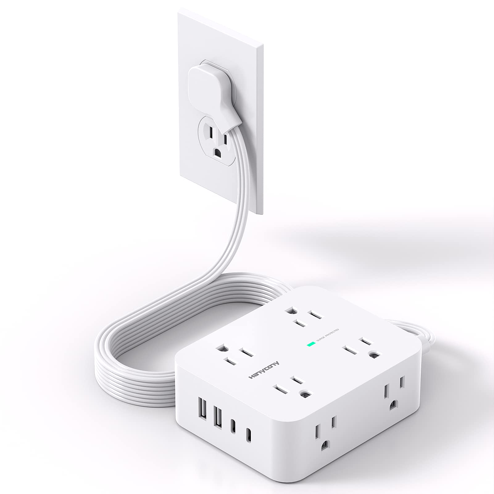 HANYCONY Flat Plug Power Strip