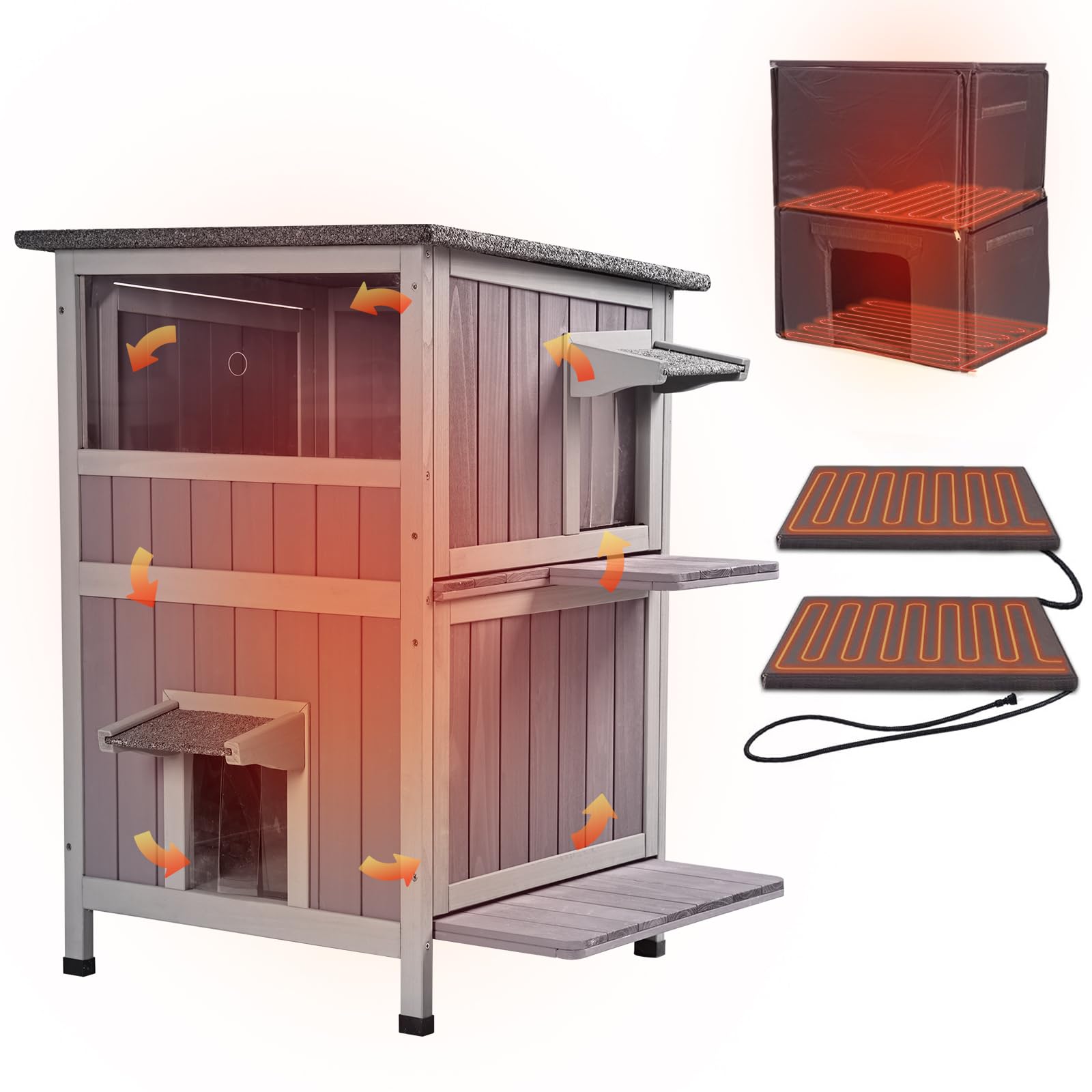GUTINNEEN Heated Cat House Wood