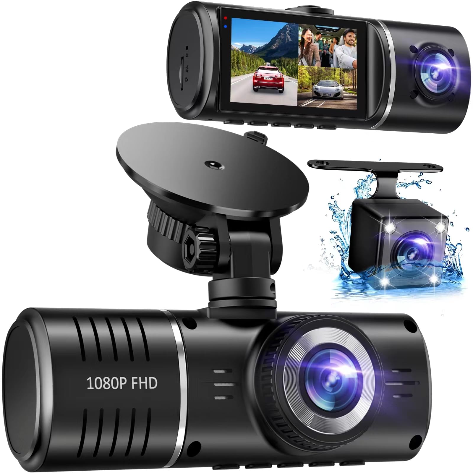 SUVCON 1080P 3-Channel Dash Cam